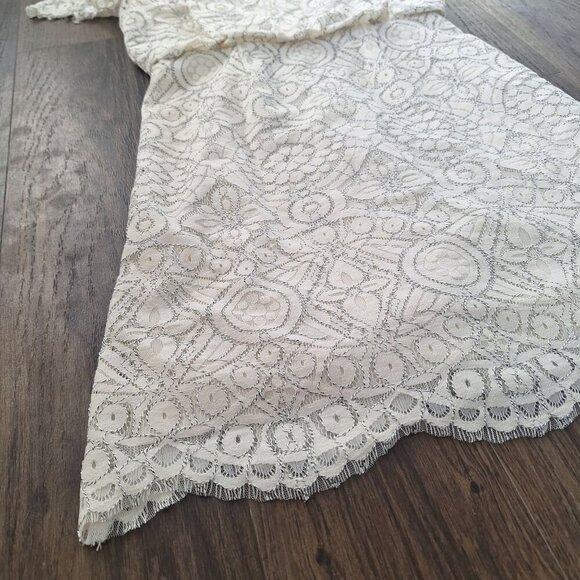 💙 Adrianna Papell Eyelet Lace Open Shoulder Cap Sleeve Lined Dress Size 6 - Picture 7 of 11